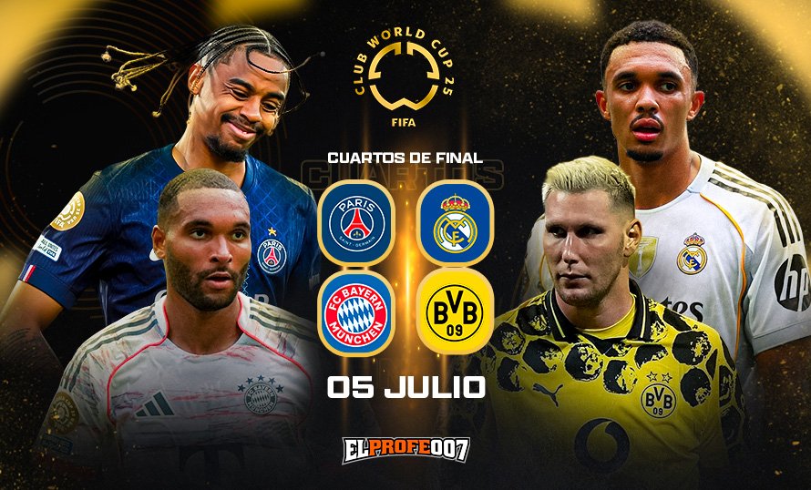 Mundial de Clubes 2025: ¡Sábado de Gigantes! PSG vs. Bayern Múnich y Real Madrid vs. Borussia Dortmund por el Pase a Semifinales