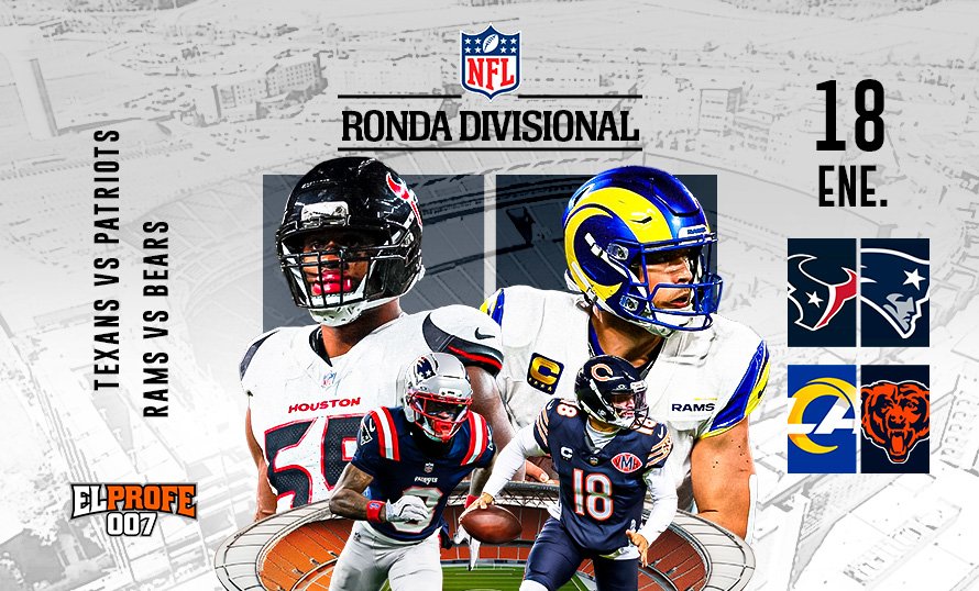 NFL Domingo de Gloria: ¡Texans, Patriots, Rams y Bears se juegan la vida! 🏈🔥