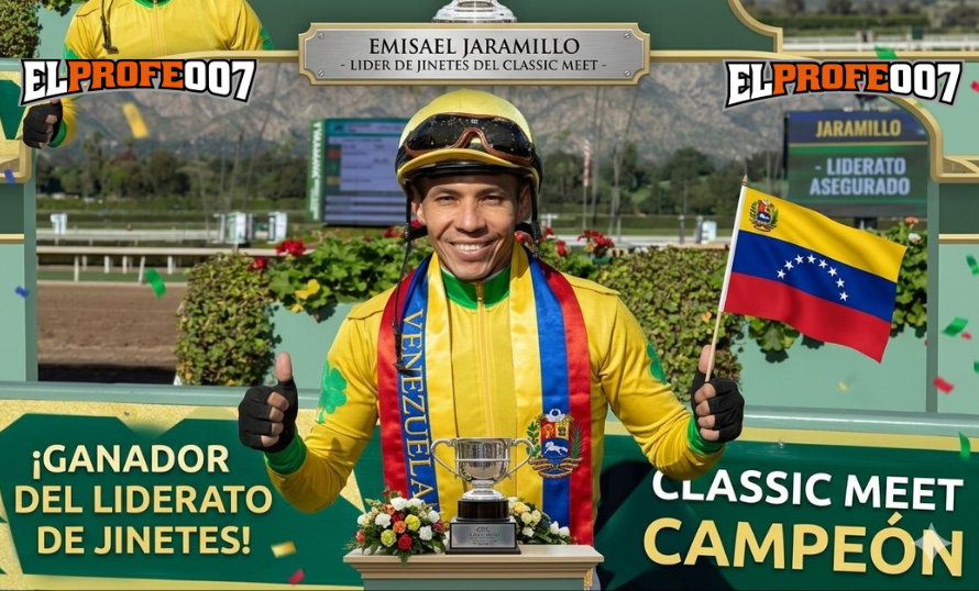 ¡JARAMILLO CONQUISTA CALIFORNIA! El «Muchacho de la Película» se corona Rey de Santa Anita 🐎🇻🇪🏆